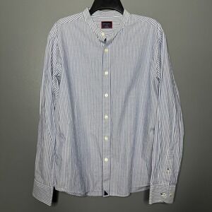 UNTUCKit White Blue Striped Mens Long Sleeve Button Up Shirt Size Large